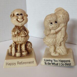 Vintage 70s Set of 2 R&W Berries Loving You 710 Happy Retirement 9227 USA Figure